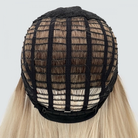 Длинный парик без челки из термоволос 733, цвет Y6-BLOND-MIX пшеничный блондин с темными корнями