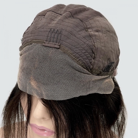 Натуральный парик каре на сетке Bob HH10 Lace цвет 1B горький шоколад