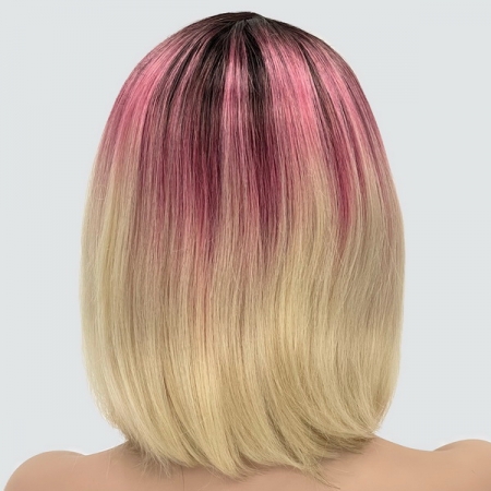 Парик с сеткой Hania Lace Front: цвет 613SPC28-4 блондин с переходом от темных корней к розовому