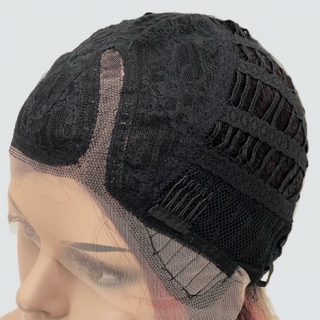 Парик с сеткой Hania Lace Front: цвет 613SPC28-4 блондин с переходом от темных корней к розовому