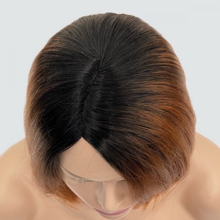 Парик с сеткой Hania Lace Front: цвет 984YS1B каштановый с медным оттенком и темной прикорневой