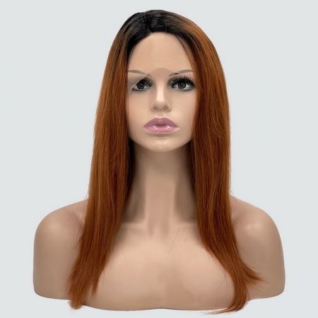 Парик с сеткой Lyryca Lace термоволосы: цвет 984YS1B каштановый с медным оттенком и темной прикорневой