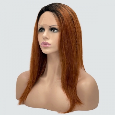 Парик с сеткой Lyryca Lace термоволосы: цвет 984YS1B каштановый с медным оттенком и темной прикорневой