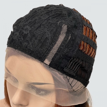 Парик с сеткой Lyryca Lace термоволосы: цвет 984YS1B каштановый с медным оттенком и темной прикорневой